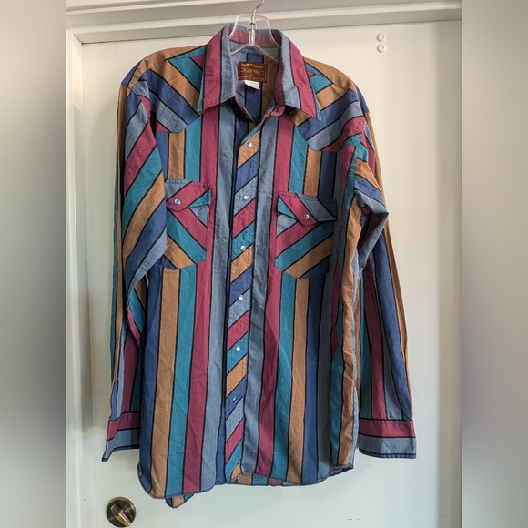 Rustler | Shirts | Vintage Rustler Mens Stripe Pearl Snap Western Wear ...